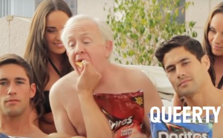 That time Leslie Jordan got naked between two hot guys then stuffed his face with Doritos in a Super Bowl commercial