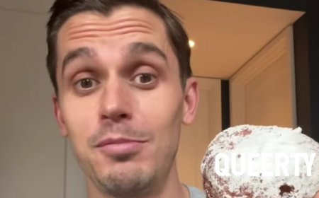 Antoni Porowski tries to eat a donut without licking his lips to help the LGBTQ+ community