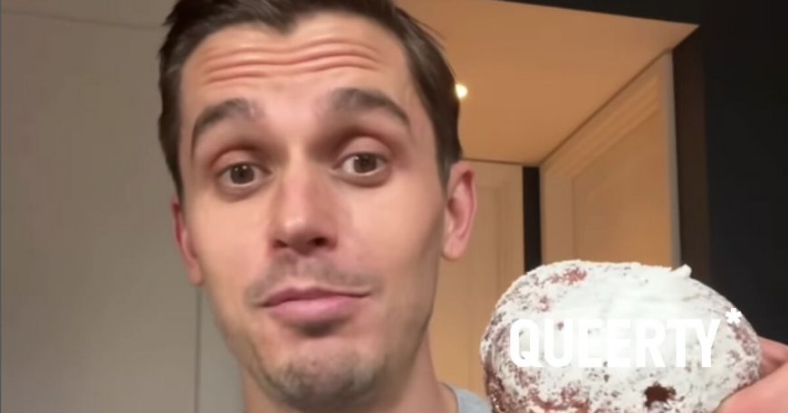 Antoni Porowski tries to eat a donut without licking his lips to help the LGBTQ+ community