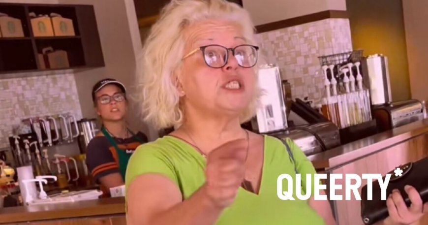 Sweaty white-haired woman goes on wild homophobic rant inside local Starbucks