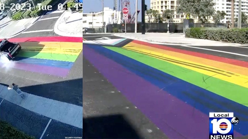 VIDEO: Progress Pride Street Mural Vandalized in Florida