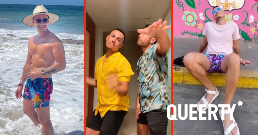 Luis Sandoval shows off his swim trunks, dance moves, and manspread in Puerto Vallarta