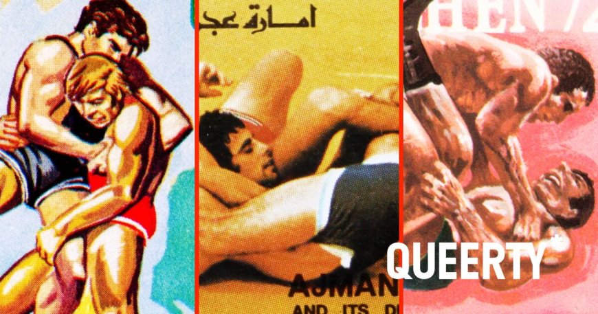 PHOTOS: These vintage postage stamps of male wrestlers are basically gay porn