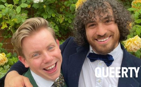 Gay rugby player Devin Ibañez & his boyfriend went to their first wedding together & looked absolutely adorbs