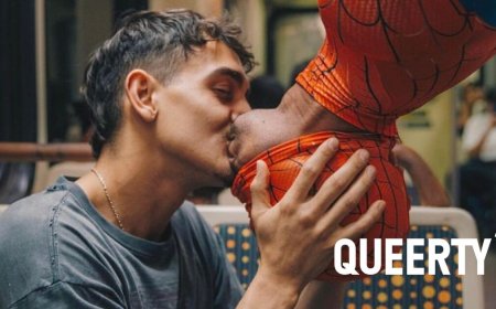 Video of Spider-Man kissing a dude on the subway goes viral for all the right reasons