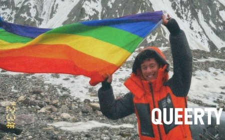 This queer athlete celebrated turning 20 by flying a Pride flag on the 2nd-highest mountain on Earth