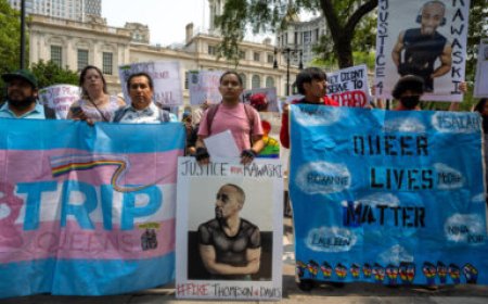 Youth groups rally at NYPD headquarters demanding that cops who killed Kawaski Trawick be fired
