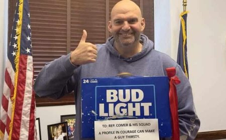 Fetterman trolls James Comer by gifting him a case of Bud Light to drink during impeachment inquiry