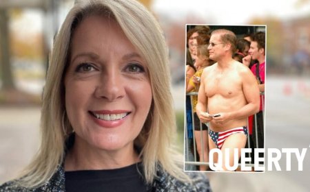 Anti-gay MAGA candidate trolled with photo of her husband dancing in a speedo at… Pride??