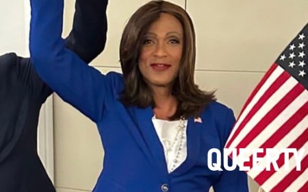 Can you identify this male celebrity dressed in drag as Kamala Harris for Halloween?