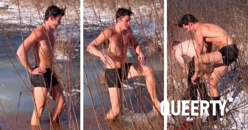 Shawn Mendes strips and goes for a dip in ice-cold river