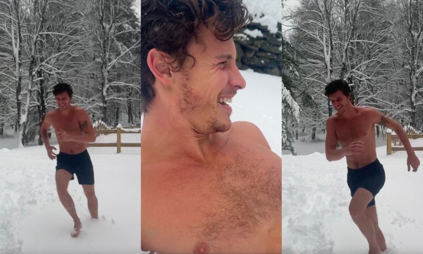 Check Out: Shawn Mendes Takes a Shirtless Sled Ride in the Snow