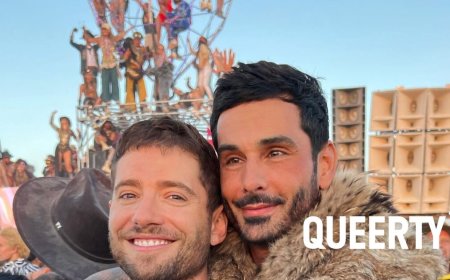 Real-life husbands Julian Morris & Landon Ross play soldiers in love in super queer ‘Dancing in Babylon’ music video