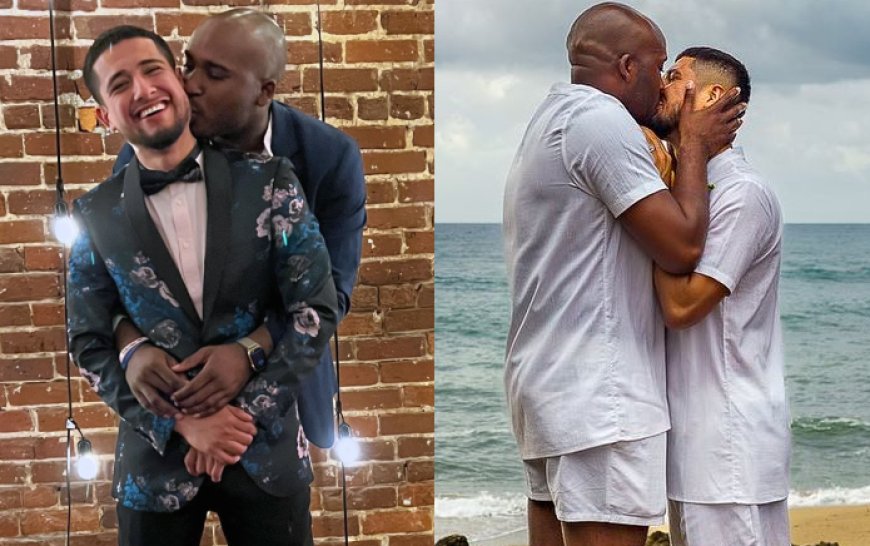 Pro wrestlers AC Mack and Rico González tie the knot in an intimate beach ceremony