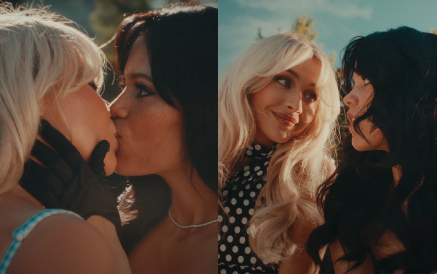 Sabrina Carpenter and Jenna Ortega lock lips in Death Becomes Her-inspired video