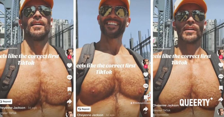 Cheyenne Jackson joins TikTok & flaunts his furry chest in first video 