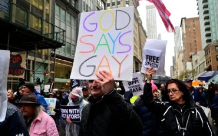 LGBTQ rights in focus at NYC ‘Hands Off’ protest against Trump administration