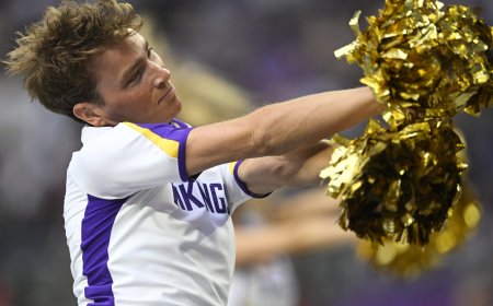 ‘Where I was meant to be.’ Vikings male cheerleader shares his dream as a boy.