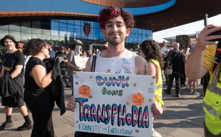 At Barcalys Center, Liberty-Fever matchup features protests over trans athletes