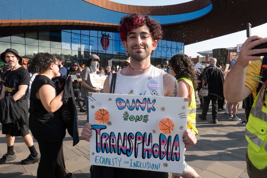 At Barcalys Center, Liberty-Fever matchup features protests over trans athletes