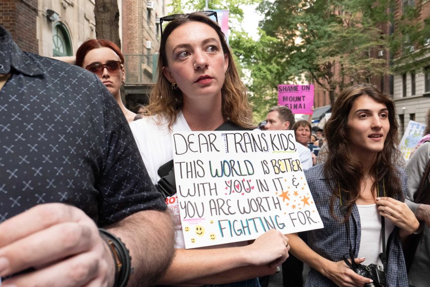 Trans rights activists protest at Mount Sinai after hospital ends gender-affirming care for youth